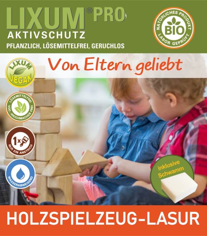 LIXUM PRO 100% biologische & natürliche Holzspielzeug Lasur