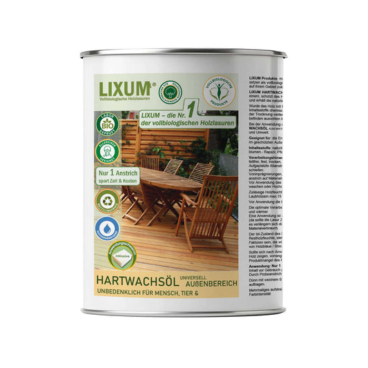 LIXUM PRO – 100% biologisches & natürliches Hartwachsöl universell Außenbereich