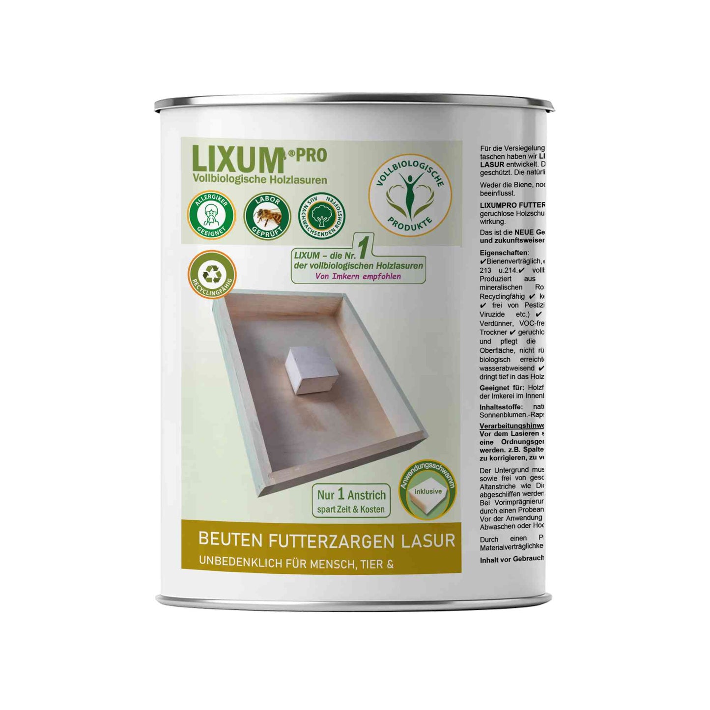 LIXUM PRO Biologische Futterzargen Holzlasur für Beuten