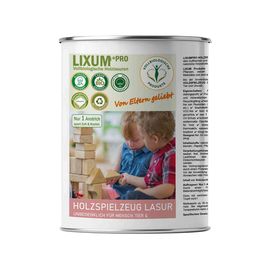 LIXUM PRO 100% biologische & natürliche Holzspielzeug Holzlasur