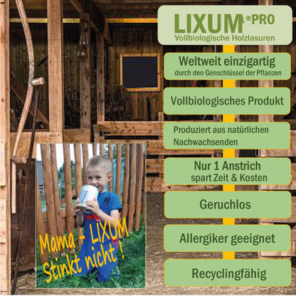 LIXUM PRO 100% biologische & natürliche Tierstall - Stall Holzlasur universell