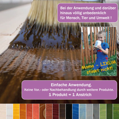 LIXUM THYM 100% biologische & natürliche Tierstall - Stall Holzlasur universell ( mit Extrakt aus Thymian )