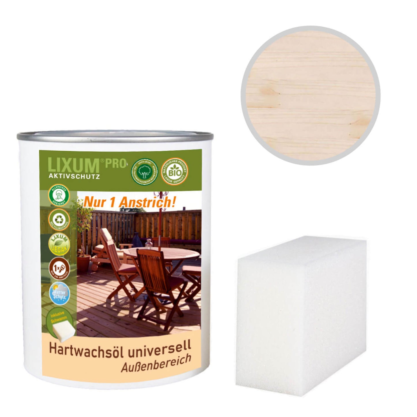 LIXUM PRO – 100% biologisches & natürliches Hartwachsöl universell Außenbereich
