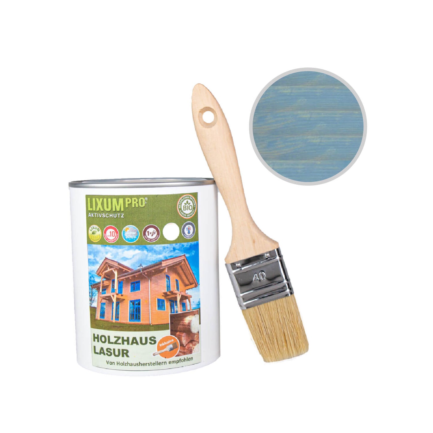 Biological wooden house & log house glaze - wood protection & wood care for inside & outside